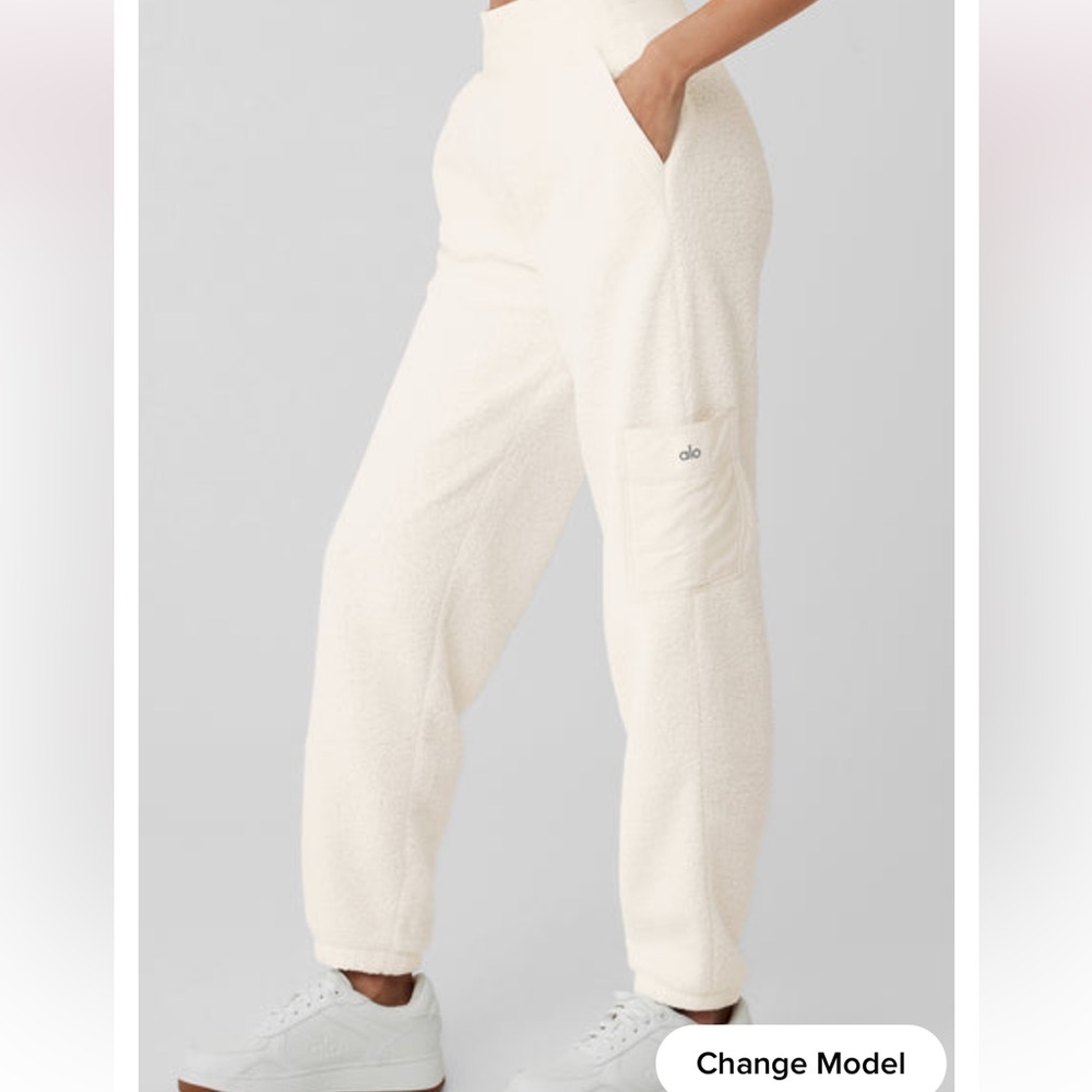 Alo Yoga Microsherpa high waist solstice sweatpants XS Ivory NWT